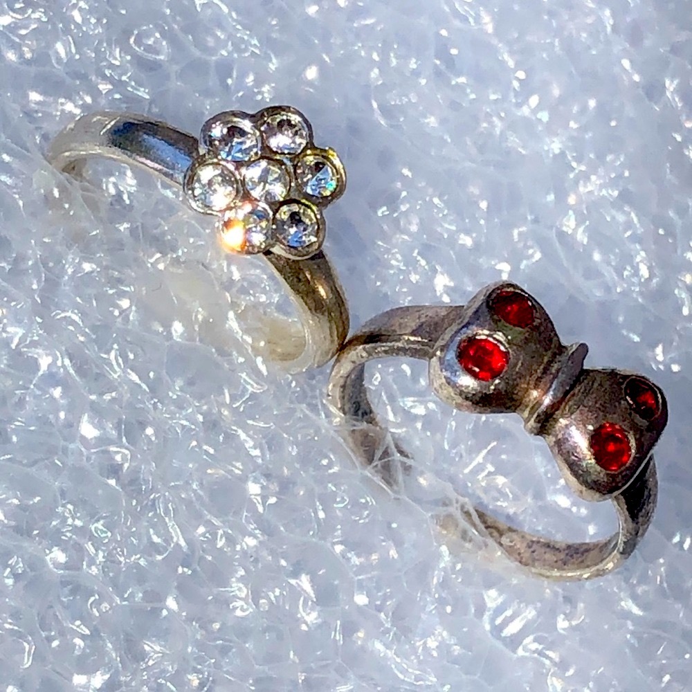 2 sterling silver rhinestone ear cuff toe ring lot